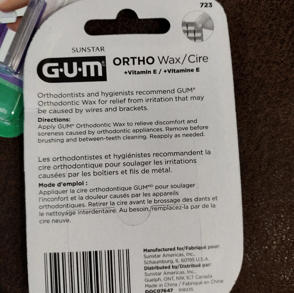 G•U•M (Sunstar) Pre-Cut Orthodontic Ortho Wax W/Vitamin E Lot= 4 Sealed Package